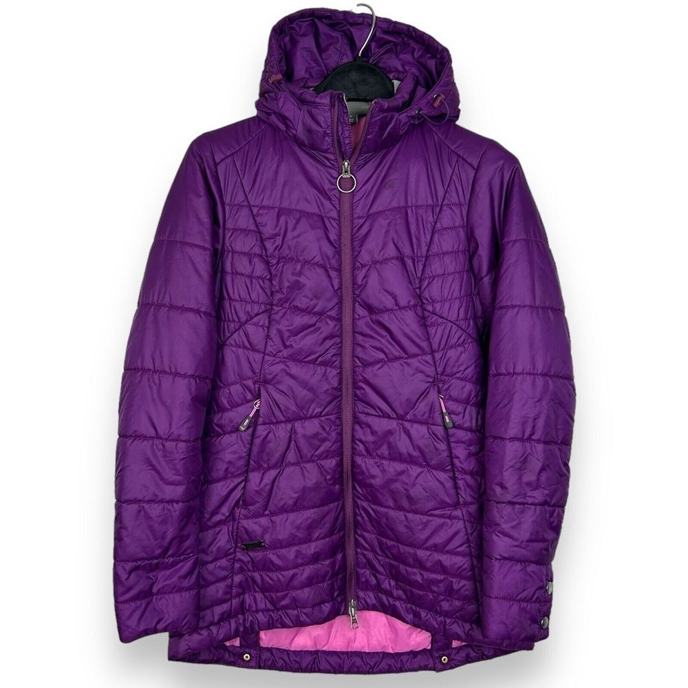 Outdoor Research Womens‎ Purple Hooded Puffer Jacket XS Quilted Full Zip *read